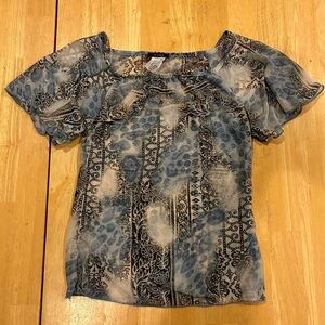 Women's Blue Patterned Top